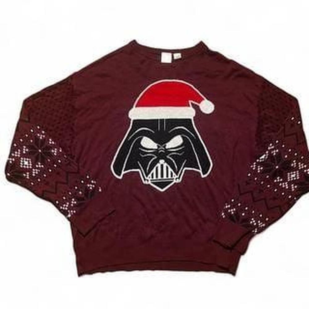 Disney 100 Star Wars Darth Vader Ugly Christmas Sweater Men's XL Burgundy